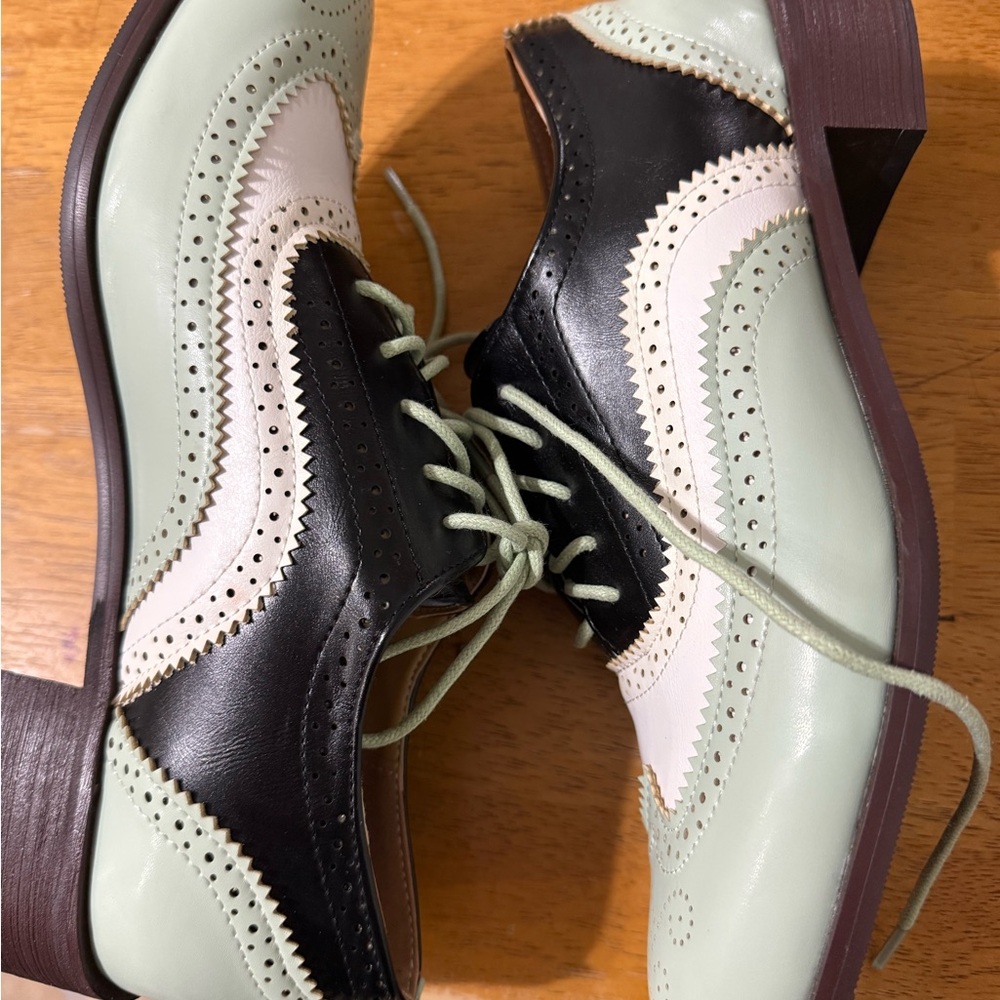 Source Unknown Black And Mint Brogues - image 2